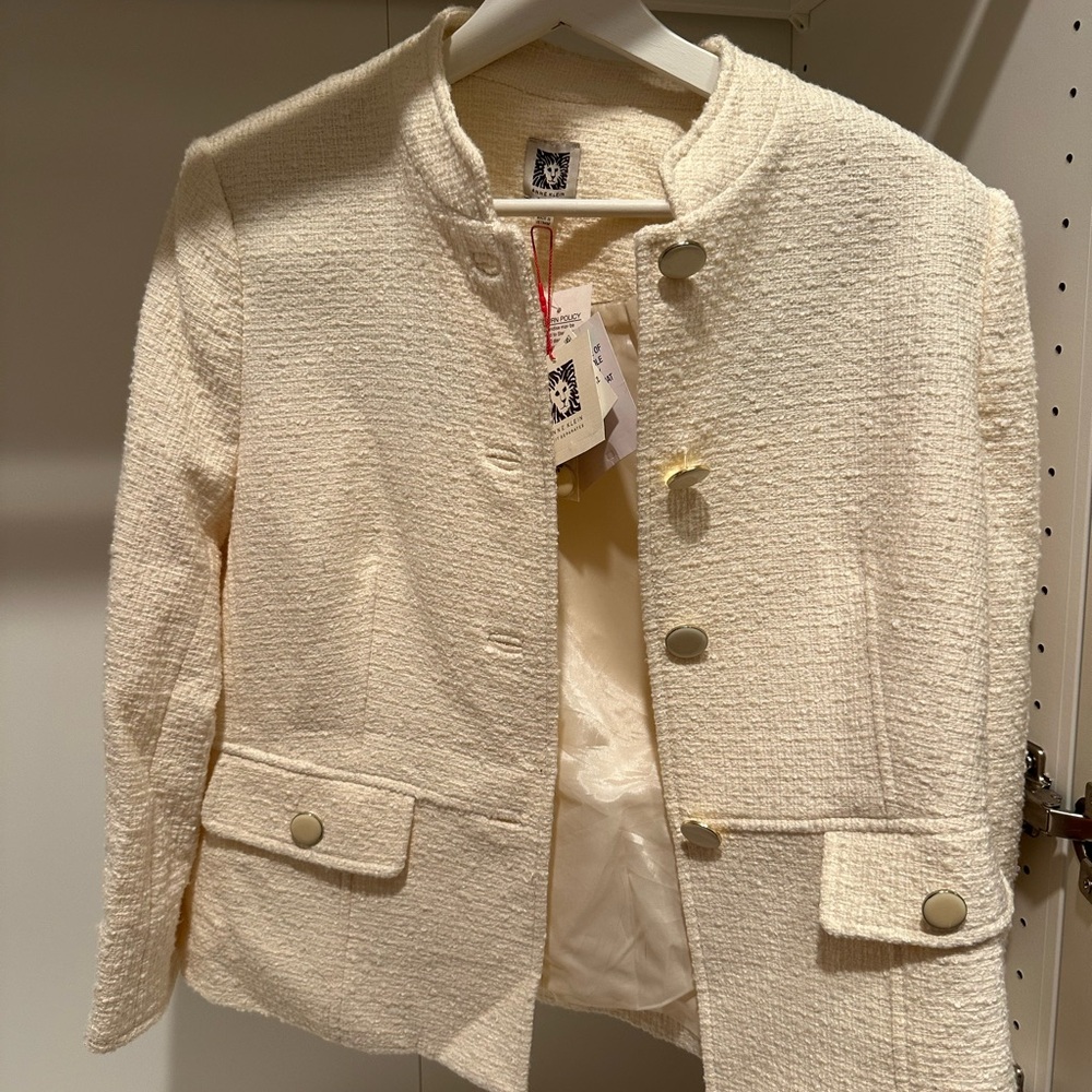 Anne Klein Cream Textured Blazer